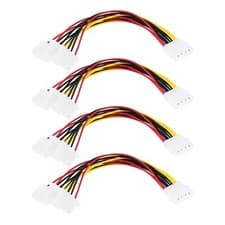 Image of 4Pcs Molex Chassis Power Cord 4 Pin 1 Male to 3 Female Molex Cable 19cm Adapter