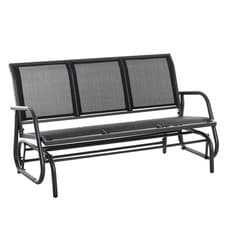 Image of 3-Seat Glider Rocking Chair for 3 People Garden Bench Patio Furniture Metal Fram