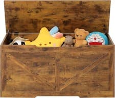 Image of Children's Wooden Toy Box Chest Kids Storage Bench Flip Top Lid & Safety Hinges