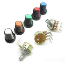 Image of 10PCS Rotary Potentiometer Panel Pot with Switch Right Angle 3 Pin + Knob Cap