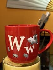 Image of CATH KIDSTON ALPHABET W PLACEMENT MUG Red WALRUS BRAND NEW FREE POST