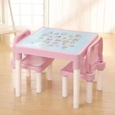 Image of Kids Table and Chair Set ABC Alphabet Children's Plastic Toddlers Childs School