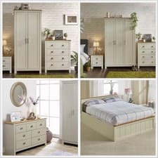 Image of Lancaster Range 3 / 4 Piece Bedroom Furniture Set Wardrobe 4 Drawer Chest Cream