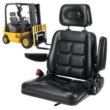 Image of Universal Adjustable Forklift Tractor Seat with Headrest Safety Belt Armrests UK