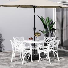 Image of Garden Furniture Round Bistro Table & Chair Outdoor Patio Dining Cast Aluminium