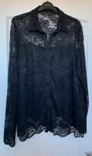 Image of New M&Co Black Lace Shirt Top, Size 16, Lined