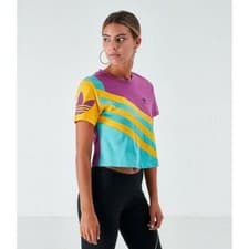 Image of Adidas Originals Womens Cropped T-Shirt Mauve/Mint/Gold