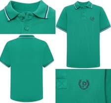 Image of Men's Ultramarine Green T Shirt Cotton Rich Polo Top Stripes Tipped Collar Cuff
