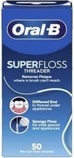 Image of Oral B Super Floss Dental Floss Braces Bridges Wide Spaces 50 Pre-Cut Strands