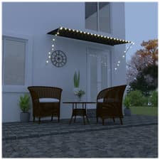 Image of Retractable Awning Anthracite 300x150cm Steel Frame Polyester Canopy Solar LED.