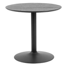 Image of Modern Round Café Table - Black Ash Veneer Bistro Dining Table