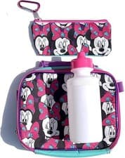Image of Mini Mouse Lunch Bag 4-Set, Water Bottle, Lunch Bag, Pencil Case, and Carabiner