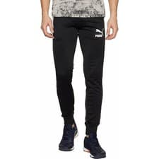 Image of Puma Iconic T7 Knitted Mens Trackpants Black Gym Elasticated Training Pants