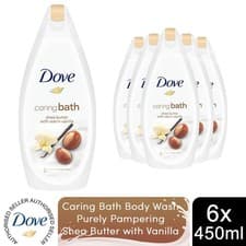 Image of Dove Caring Bath Body Wash Purely Pampering Shea Butter with Vanilla, 6x450ml