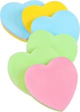 Image of 600 Sheets Sticky Notes - 6 Pack 70×70mm Heart Shaped - 4 Mixed Colors Removab