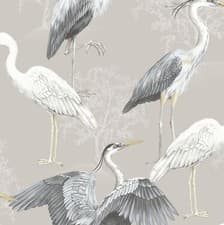 Image of Rasch Design Library Grey Stork Heron Greige Natural Birds Nature Wallpaper