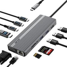 Image of Acer 11 in 1 USB C HUB Multiport Laptop Dock Adapter: HDMI VGA USBC USBA PD Eth