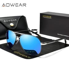 Image of Mens Polarized Aviation Sunglasses HD Pilot Driving Mirror UV400 Eyewear Outdoor