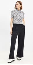 Image of Ann Taylor Peyton Pleated Trouser Pant 14 black crepe curvy wide Leg high rise