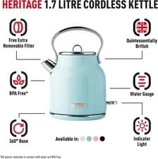 Image of Haden Heritage Blue & White Kettle - Energy Efficient - Rapid Boil and Boil Dry