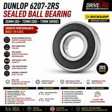 Image of Genuine Dunlop 6207-2RS Sealed Deep Groove Ball Bearing 35x72x17 C3