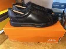 Image of Clarks Mens Romsey Lace Black Leather Trainers,Lace Up. New Size UK 7