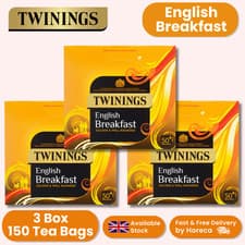 Image of 3 x Twinings English Breakfast Black Tea - 50 Individual Enveloped Bags Per Box