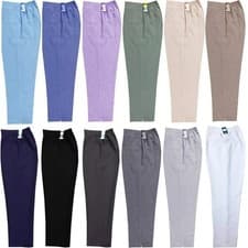 Image of WOMENS TROUSERS LADIES HALF ELASTICATED STRETCH WAIST WORK OFFICE POCKETS PANTS