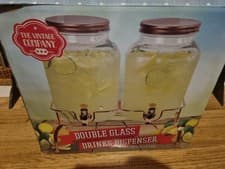 Image of The Vintage Company 61082 Set of 2 Glass Drinks Dispensers with Stand With Box