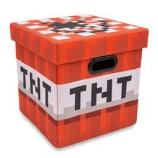 Image of Minecraft TNT Block Fabric Storage Bin Cube Organizer with Lid 13 Inches