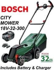 Image of Bosch CityMower 18v-32-300 Cordless Mower + 18V 4AH (Small Garden)