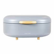 Image of CALITEK Bread Bin with Bamboo Feet Carbon Steel Grey