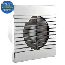 Image of Airvent Low Profile Extractor Fan Timer Controlled Chrome Bathroom Toilet 100mm