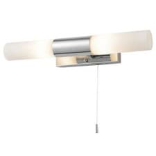 Image of Litecraft Elena Bathroom Wall Light With Tube Glass Shades - Polished Chrome