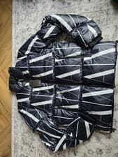 Image of ARMANI EXCHANGE Nylon All Over Logo Black Puffer Jacket Size Xs Unisex New BNWT