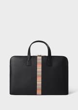 Image of Paul Smith | Black Leather 'Signature Stripe' Slim Folio