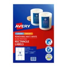 Image of Avery Removable Rectangular Labels 9Up (62x89mm)