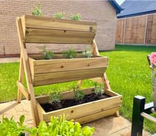 Image of Wooden Raised Garden Bed Outdoor 3 Tier Tall Planter Herbs Flower Fruit Grow Box