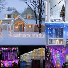 Image of 200 LED Christmas Icicle Snowing Chaser Xmas Lights Timer, Memory Indoor/Outdoor
