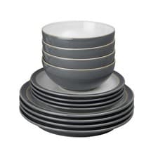 Image of Denby - Elements Fossil Grey Dinner Set For 4 - 12 Piece - 4, 