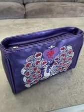 Image of Anna Sui Flight of Fancy Zipped Purple Make Up Cosmetics Pouch Bag *New*💖🆕