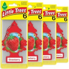 Image of Little Trees Hanging Car and Home Air Freshener, Strawberry Scent - Pack of 24
