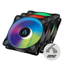 Image of 3 x ARCTIC P12 PWM PST ARGB Black 120mm 0dB PC Case Fans Addressable RGB 48CFM