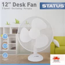 Image of Status 12 Inch Desk Fan White  3 Speed Settings Adjustable Angle