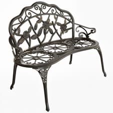 Image of Outsunny Garden Bench Porch Park Seat Vintage Rose Style Cast Aluminium