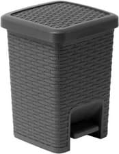 Image of Addis Rattan Effect Pedal Bin, 6L - Charcoal 20 X 22.5 X 29 CM
