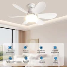 Image of 3 Speed Large LED Ceiling Fan with Lighting LED Light Adjustable Wind + Remote