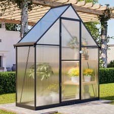 Image of 6X2FT Walk-In Greenhouse with Drainage Garden Outdoor Polycarbonate Green House