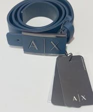 Image of New Armani Exchange AX Mens  logo Plaque  buckle leather belt