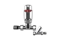 Image of Drayton 0705175 TRV4 Chrome 15mm Straight Valve with Lockshield